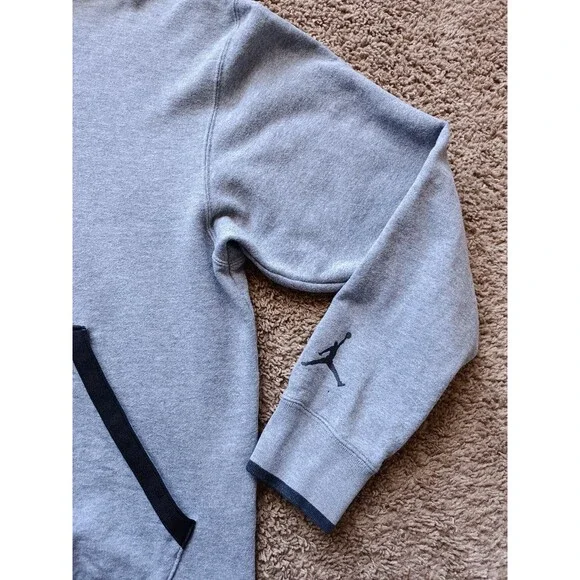 NIKE AIR Jordan Hoodie Adult Men's Large Gray Sweater Logo Graphic Sweatshirt - Picture 3 of 9